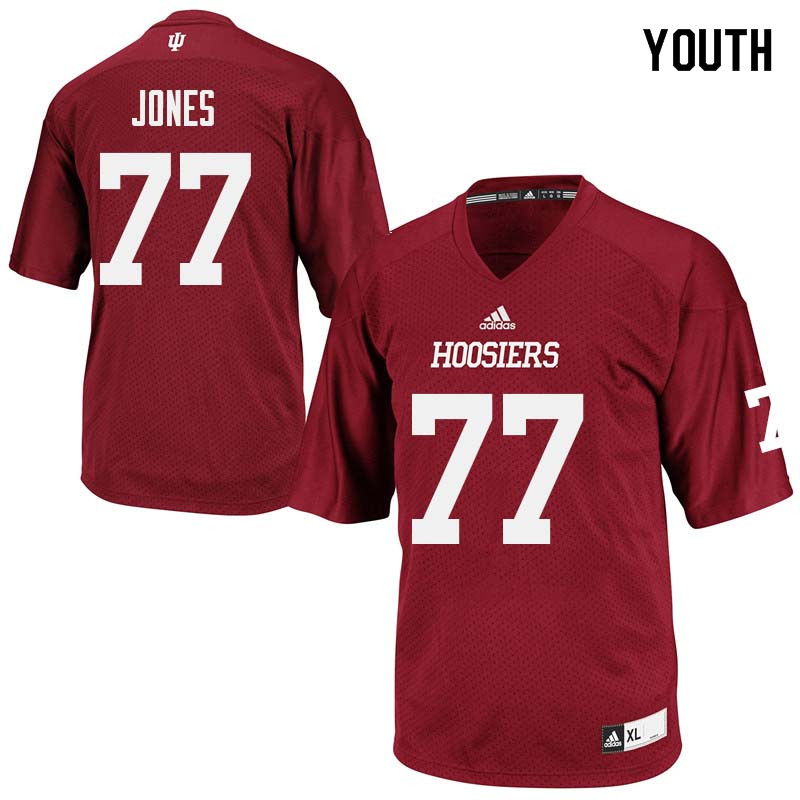 Youth #77 Caleb Jones Indiana Hoosiers College Football Jerseys Sale-Crimson